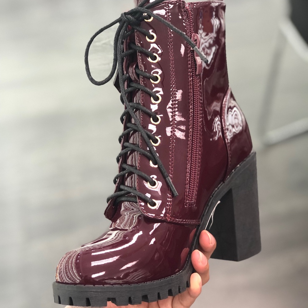Lug sole patent military ankle boots - Picture 8 of 8